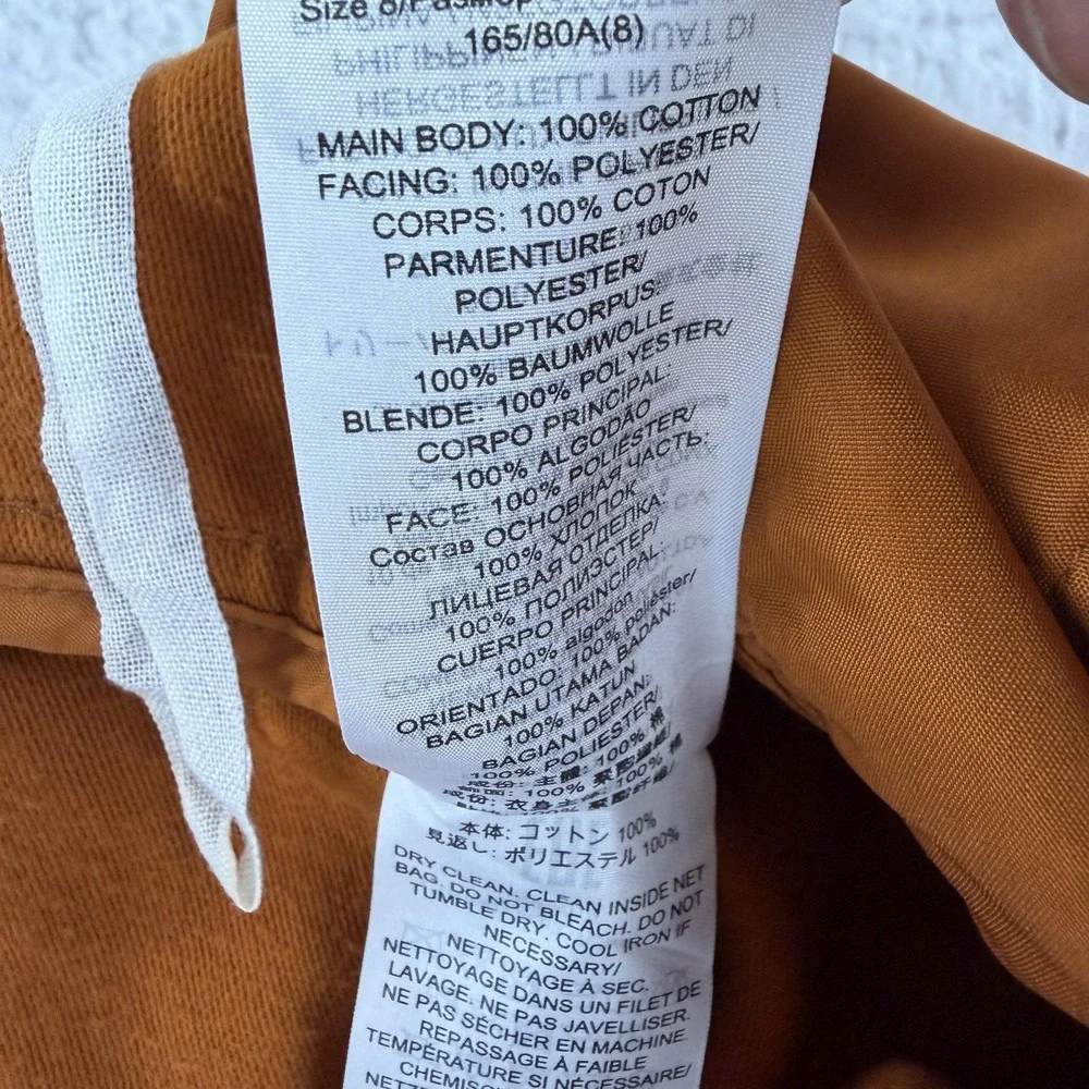 Tory Burch Pants Womens 8 Orange Chino Straight Leg Cropped Button Hem Twill‎
